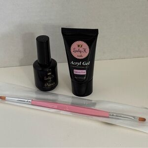Lady K Nails Acryl Gel in Sakura Pink with Primer & Dual Ended Brush